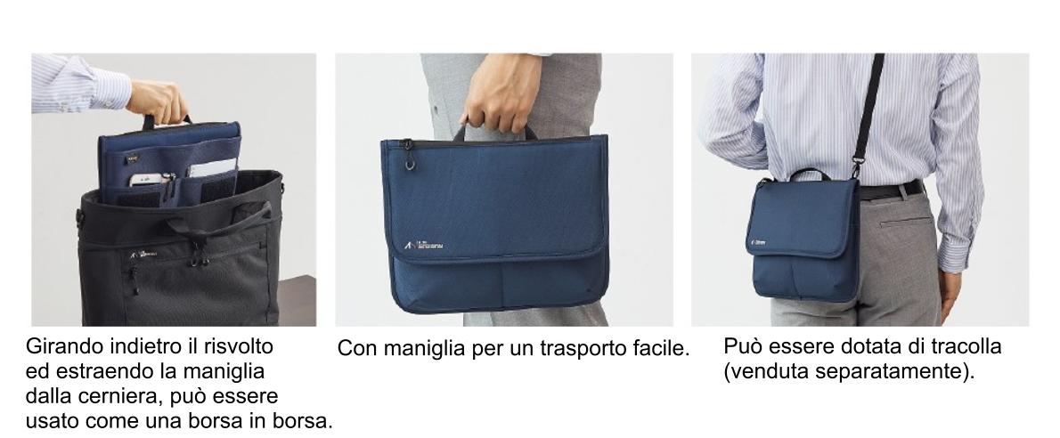 borsa ALTNA con apertura a cerniera e scomparti organizzati per lavoro e studio